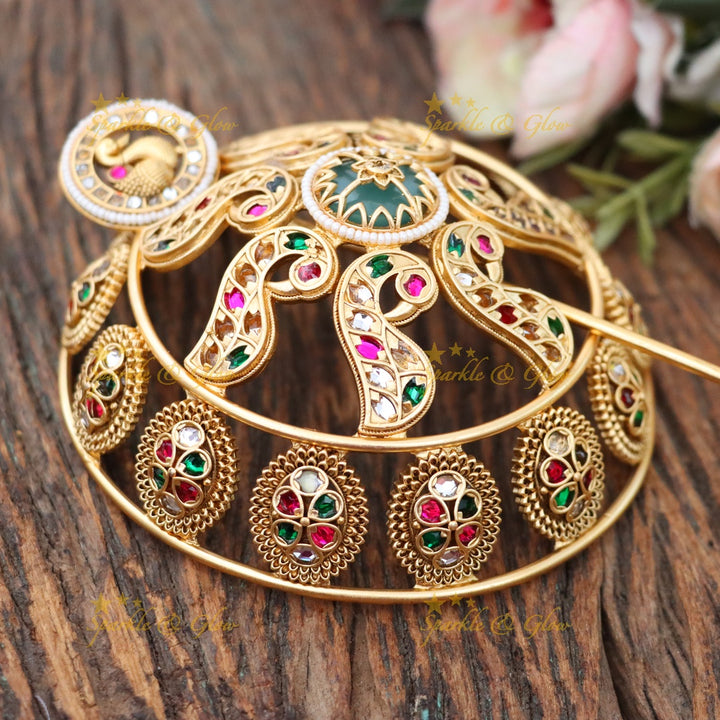 Exquisite Gold-Plated Bun Pin for Weddings & Festivals