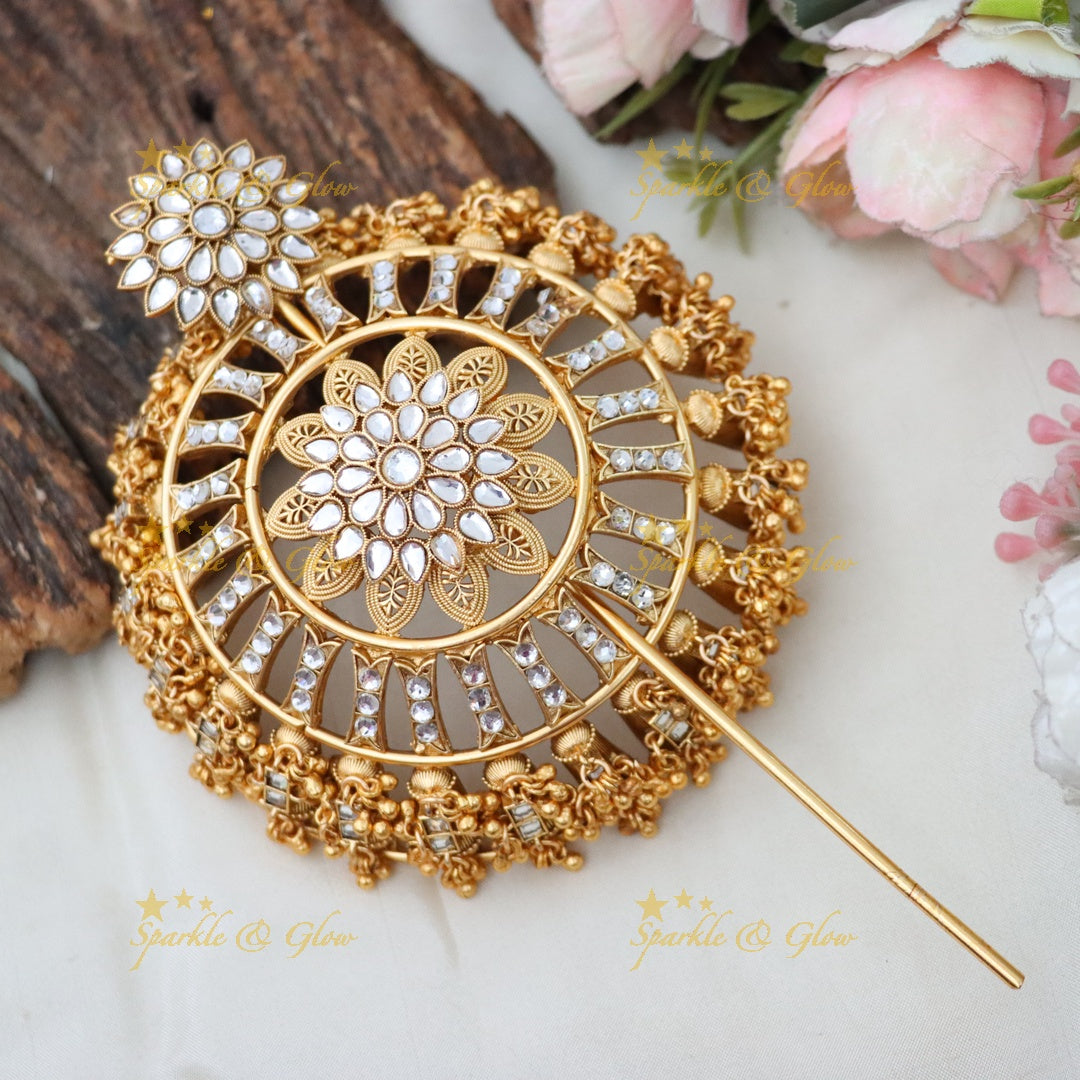 Elegant Gold Hair Bun Jewelry for Indian Weddings