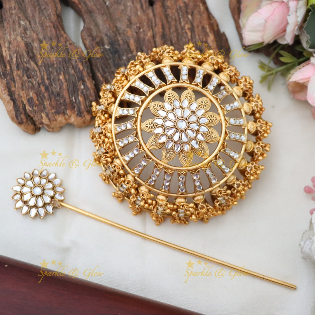 Elegant Gold Hair Bun Jewelry for Indian Weddings