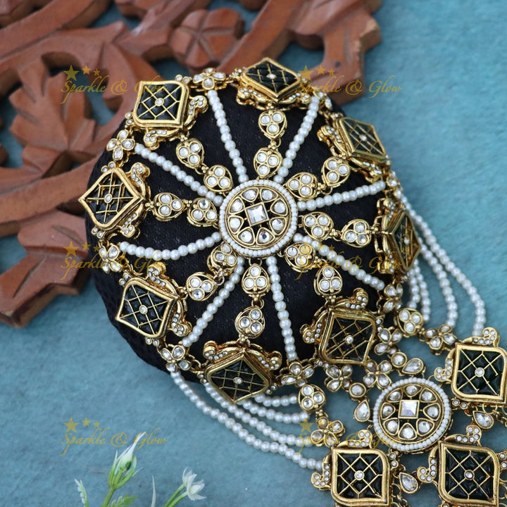 Stunning Gold Plated Kundan Bridal Hair Accessory