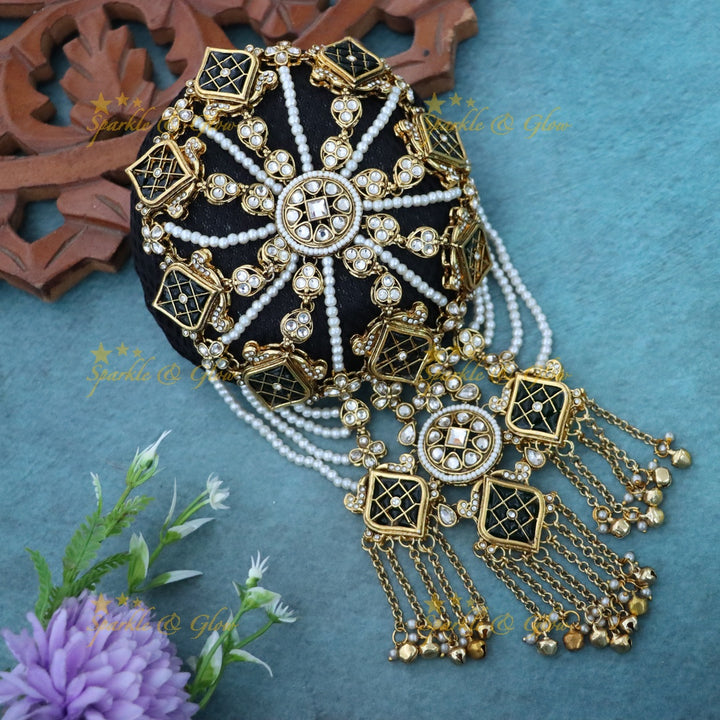 Stunning Gold Plated Kundan Bridal Hair Accessory
