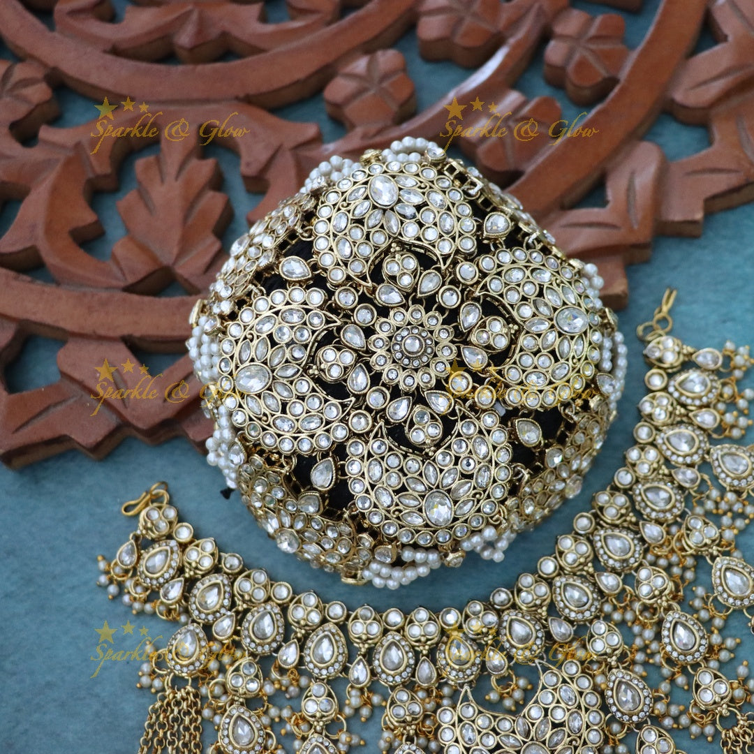 Gold-Toned Festive Hair Bun Accessory for Weddings