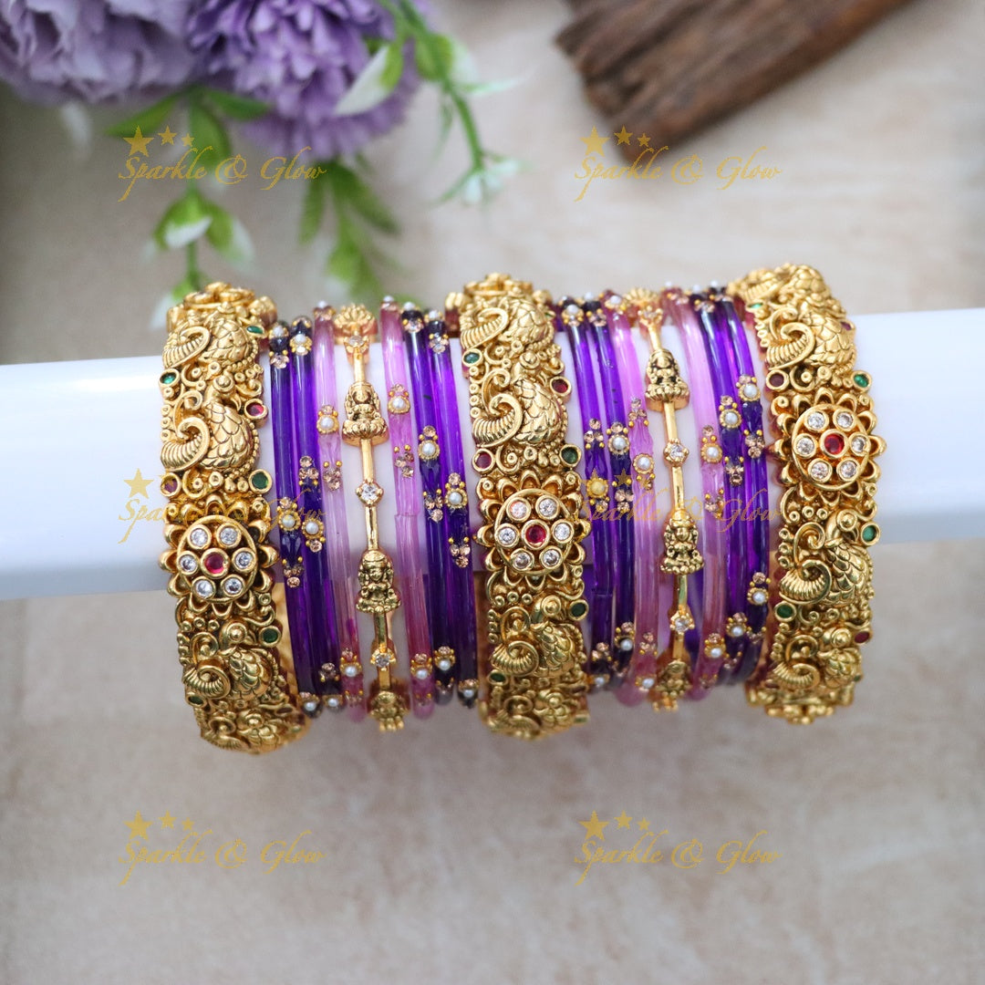 Radiant Peacock Lakshmi Bridal Bangles Set
