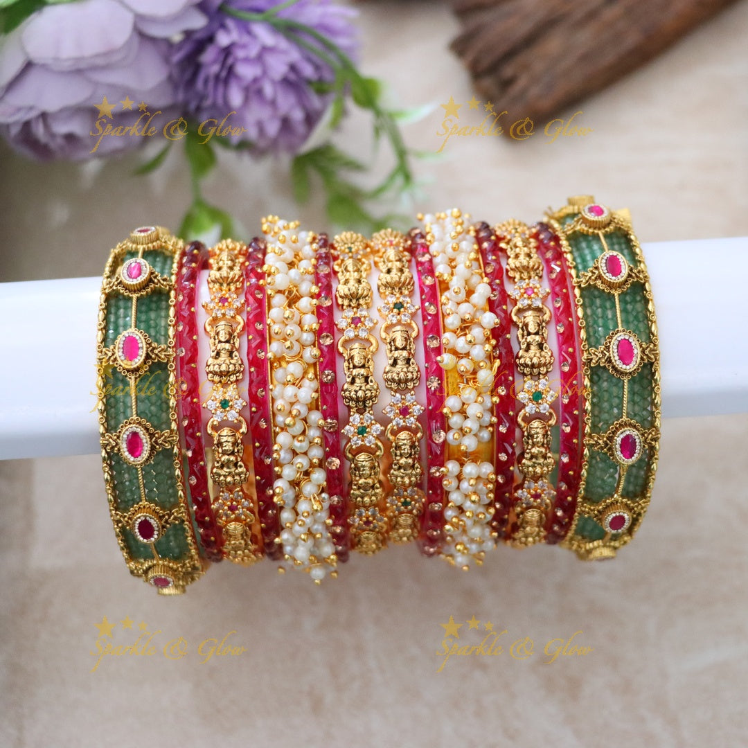 Elegant Kundan Bangles with Lakshmi Motif | Sparkle & Glow