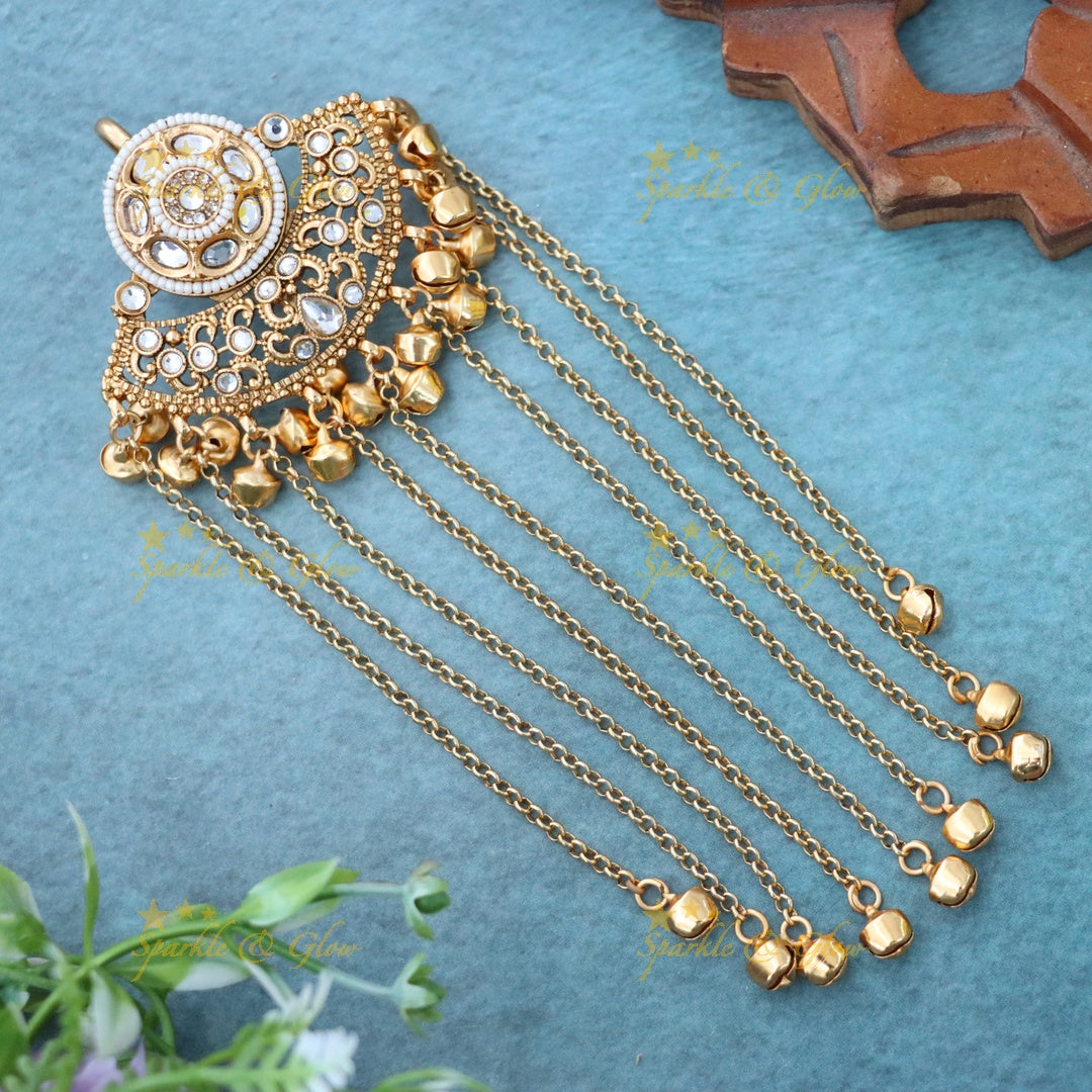 Gold Plated Hairpin with Bells - Elegant Festive Accessory