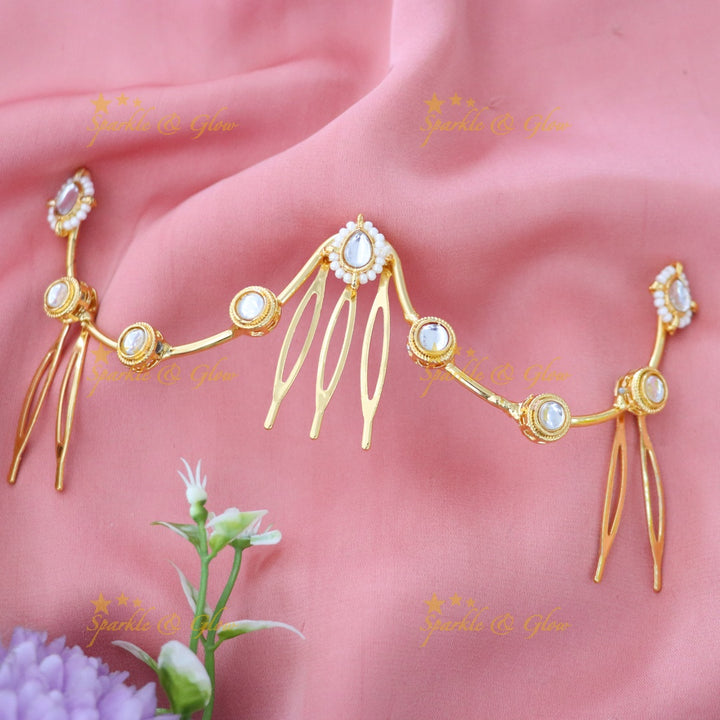 Exquisite Gold Finish Jadabilla Hairpiece - Sparkle & Glow