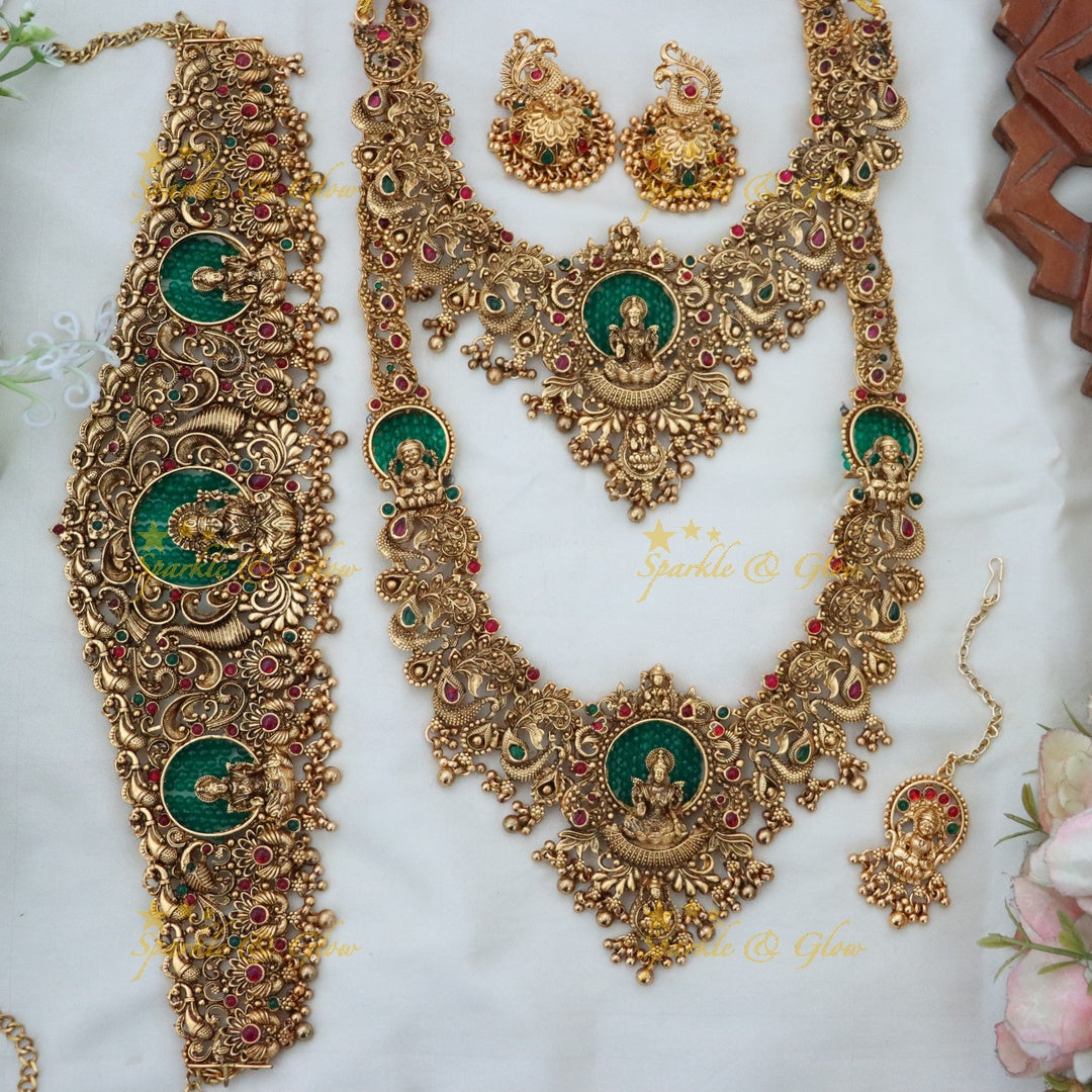 Gold-Plated Temple Bridal Jewellery Set - Elegant & Timeless