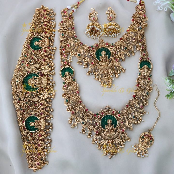 Gold-Plated Temple Bridal Jewellery Set - Elegant & Timeless