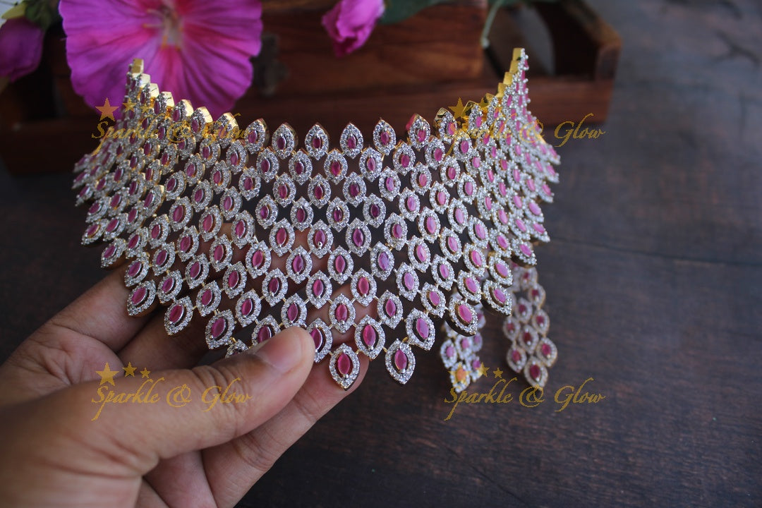 Exclusive American daimond GJ polish choker - Pink