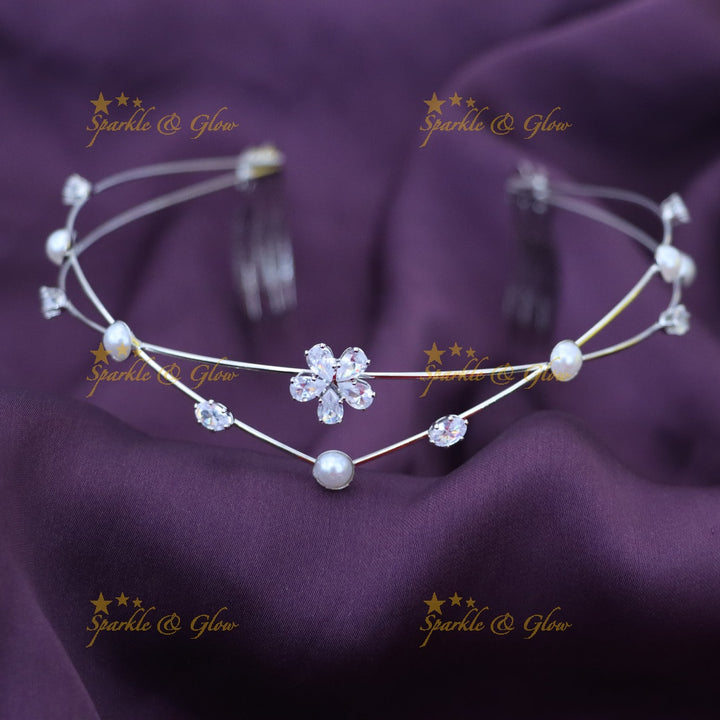 Elegant Crystal & Pearl Bridal Hair Band for Weddings