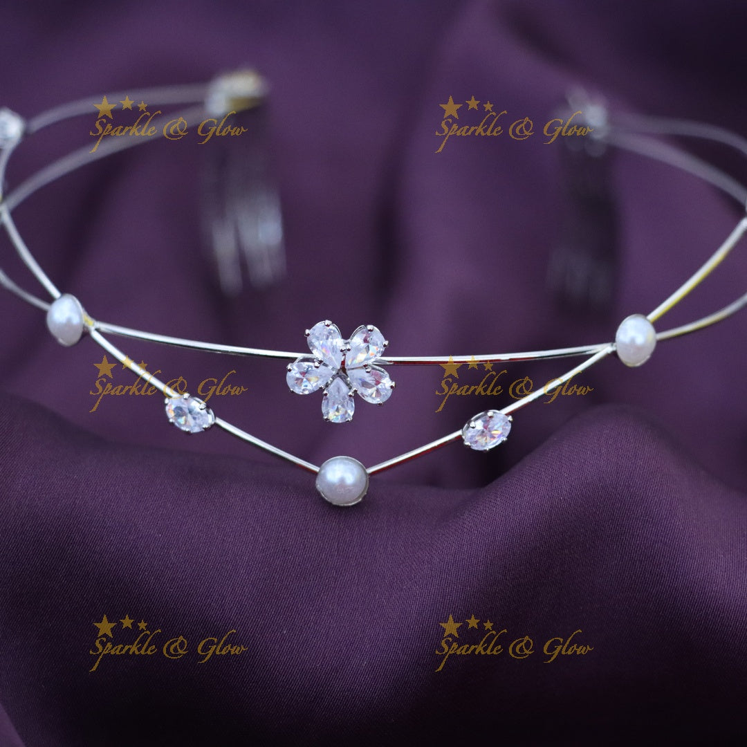 Elegant Crystal & Pearl Bridal Hair Band for Weddings