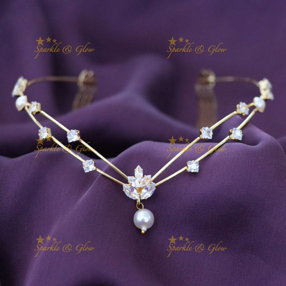 Luxurious Gold & Pearl Hair Band for Weddings