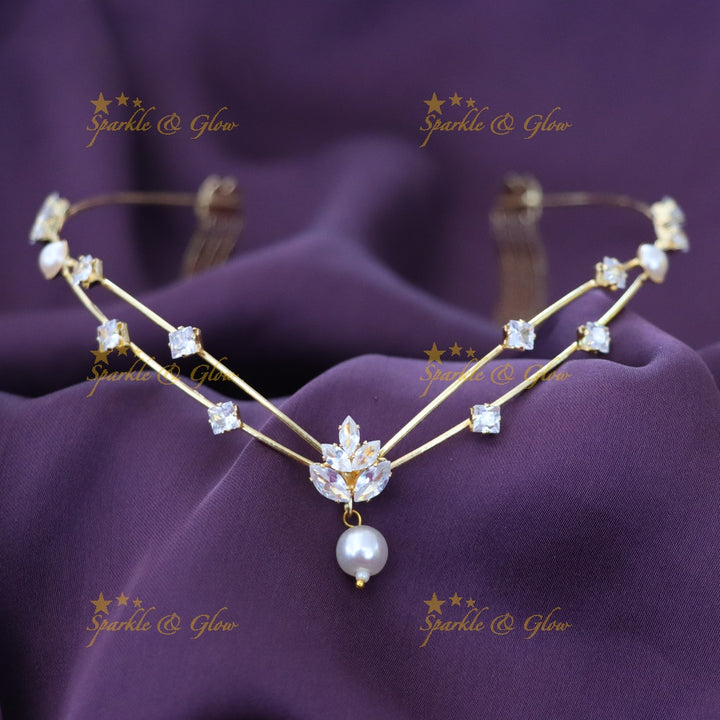 Luxurious Gold & Pearl Hair Band for Weddings