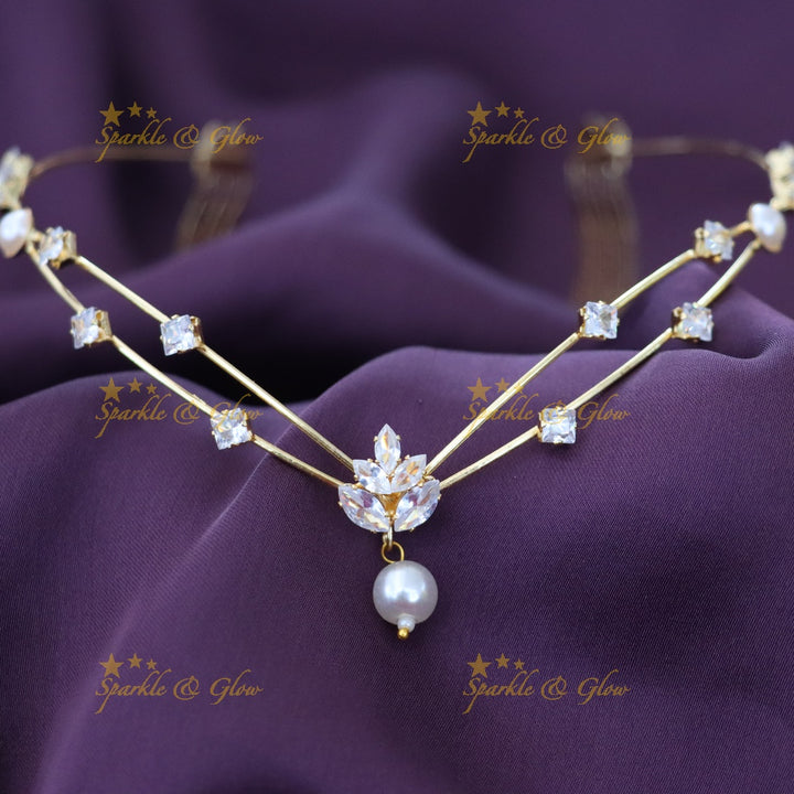Luxurious Gold & Pearl Hair Band for Weddings