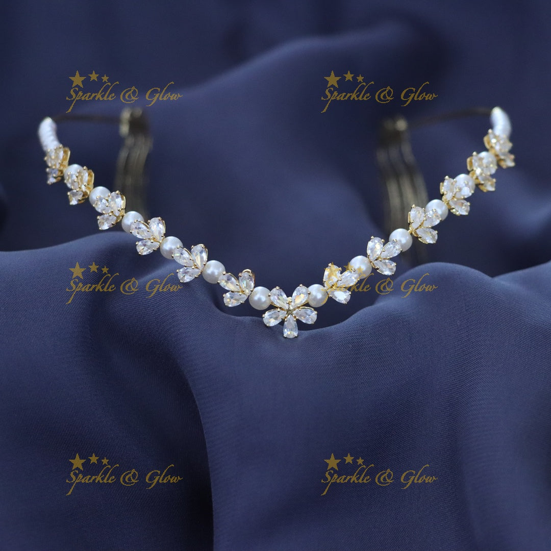 Exquisite Bridal Pearl & Crystal Hair Band