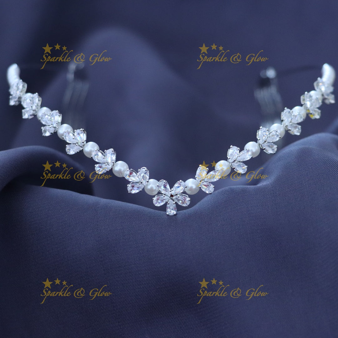 Exquisite Bridal Pearl & Crystal Hair Band