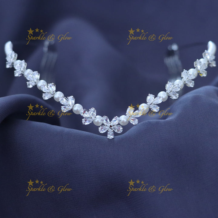 Exquisite Bridal Pearl & Crystal Hair Band