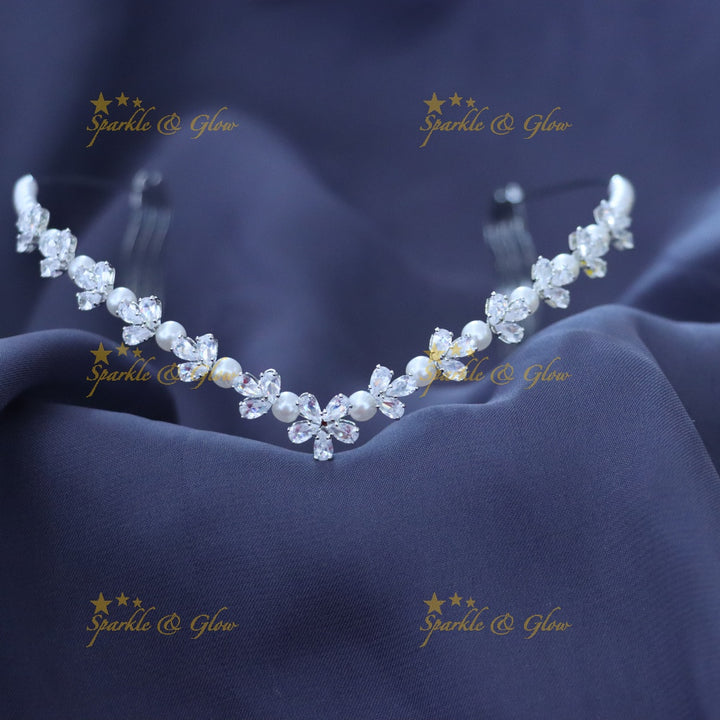 Exquisite Bridal Pearl & Crystal Hair Band