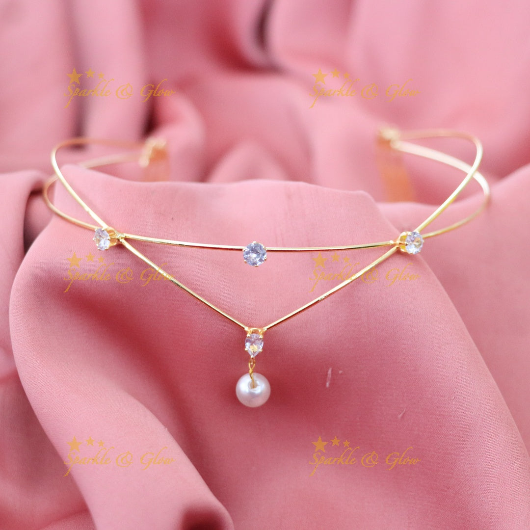 Elegant Gold & Pearl Wedding Hair Band for Brides
