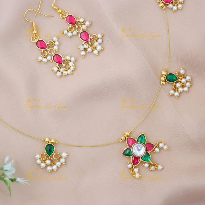 Exquisite Gold Tone Kundan Jewelry Set for Weddings