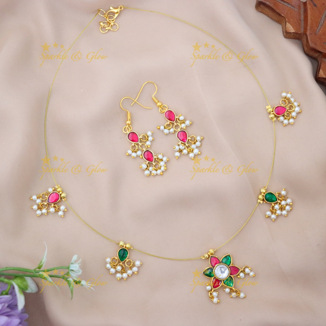 Exquisite Gold Tone Kundan Jewelry Set for Weddings