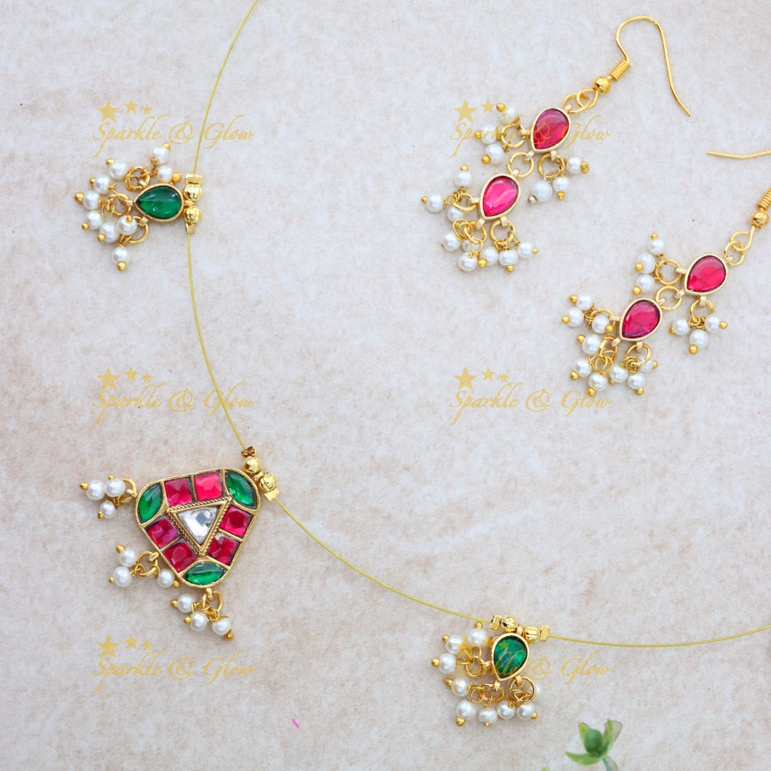 Elegant Festive Gold Necklace & Earring Set for Weddings