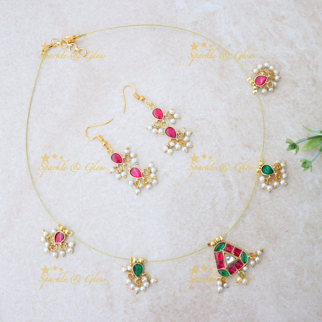 Elegant Festive Gold Necklace & Earring Set for Weddings