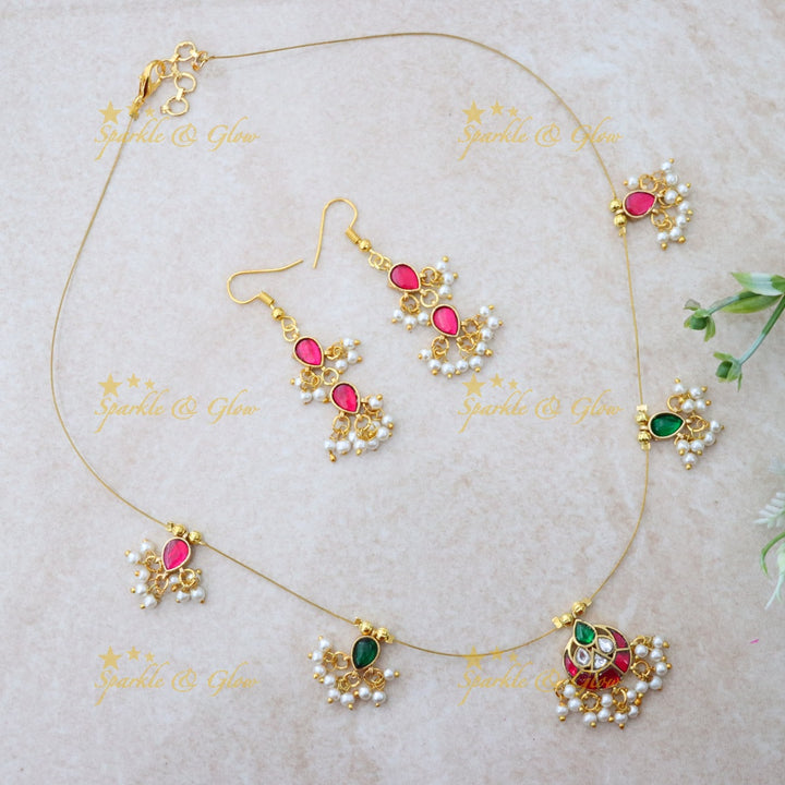Gold Plated Festive Necklace & Earrings Set - Sparkle & Glow
