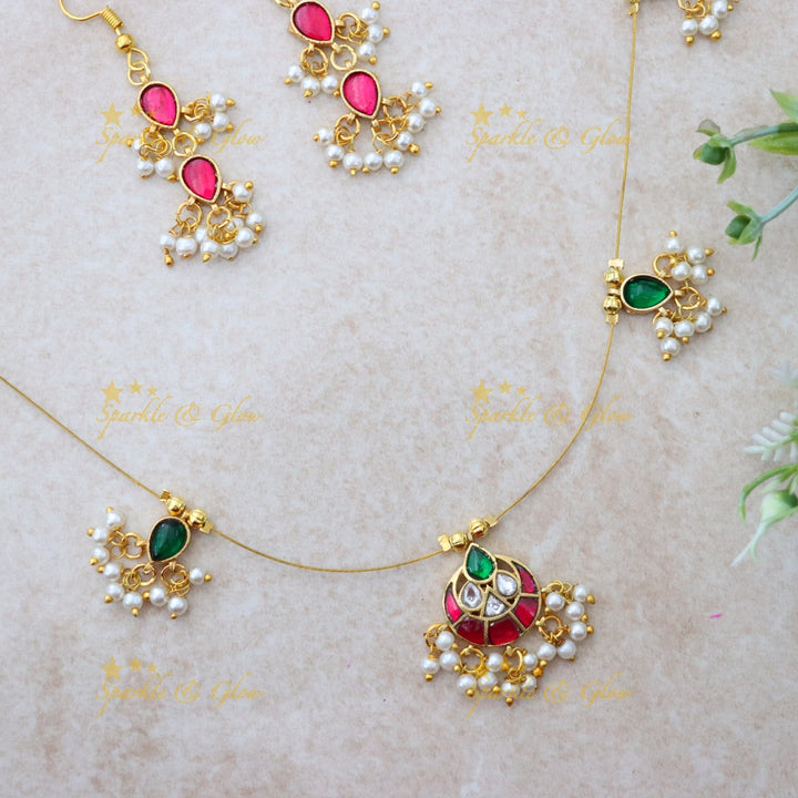 Gold Plated Festive Necklace & Earrings Set - Sparkle & Glow