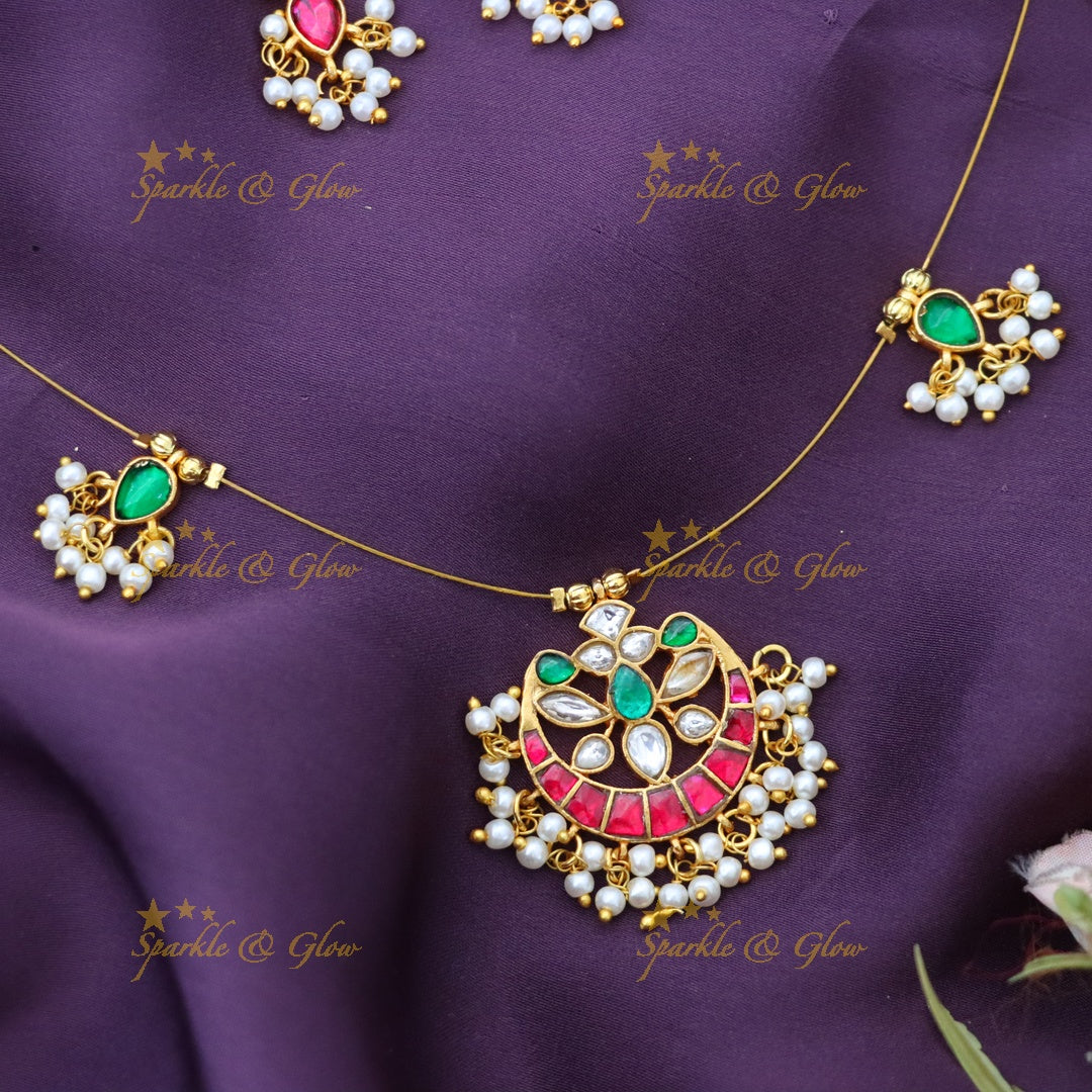 Stunning Gold Invisible Necklace & Earrings for Celebrations