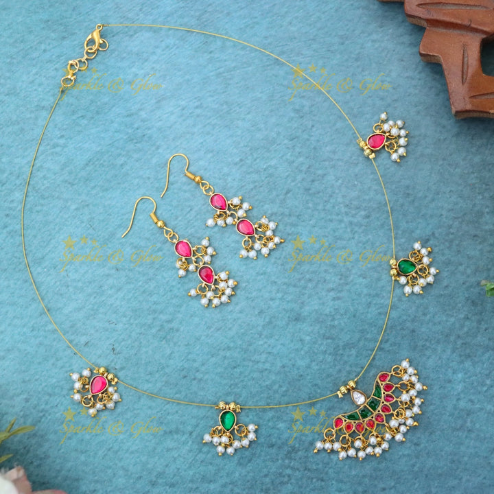 Gold Invisible Necklace for Festive Celebrations