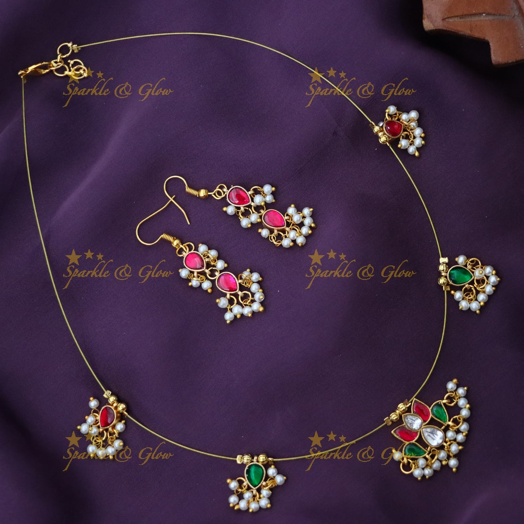 Gold Invisible Necklace for Festive Celebrations