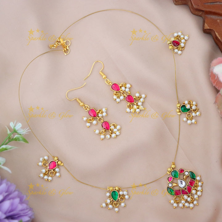 Festive Gold-Plated Necklace & Earring Set - Elegant Design