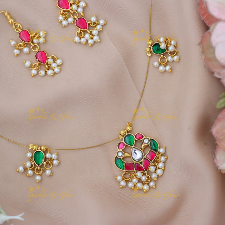 Festive Gold-Plated Necklace & Earring Set - Elegant Design