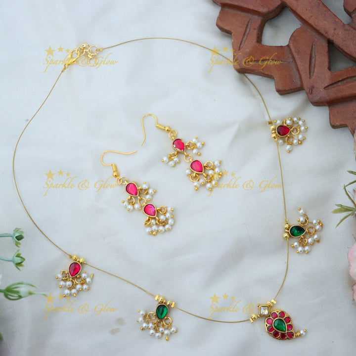 Exquisite Gold-Tone Necklace & Earring Set for Celebrations