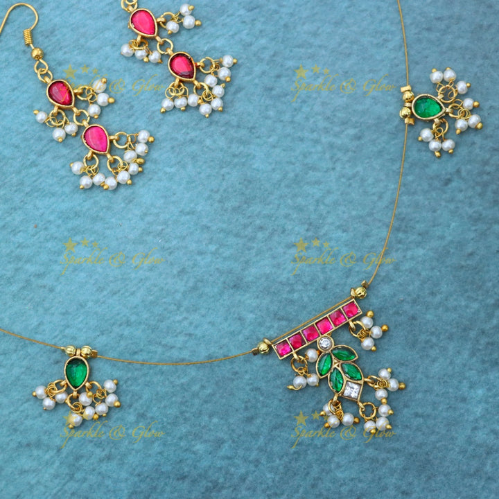 Festive Elegance: Exquisite Necklace Set with Earrings