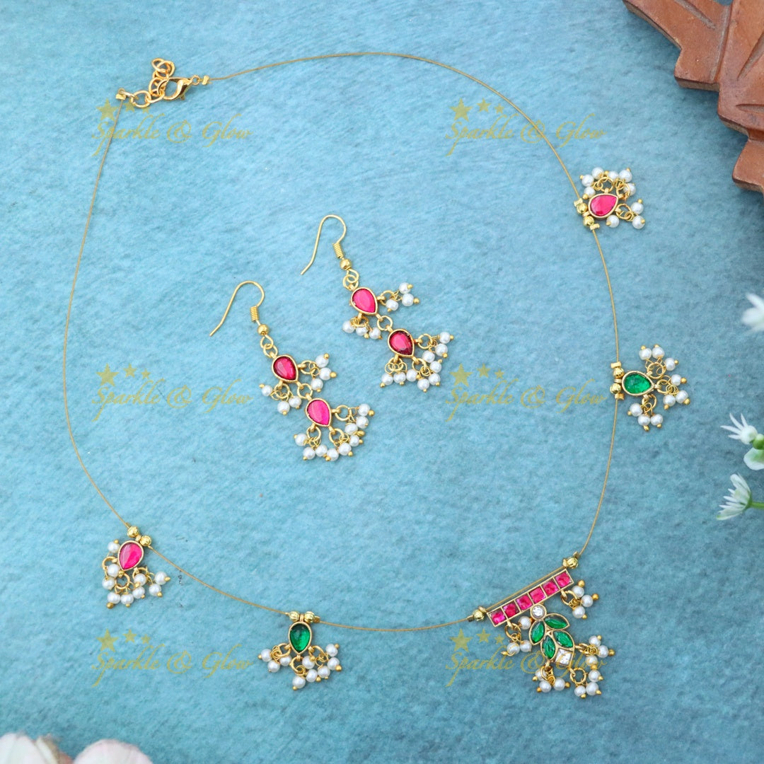 Festive Elegance: Exquisite Necklace Set with Earrings