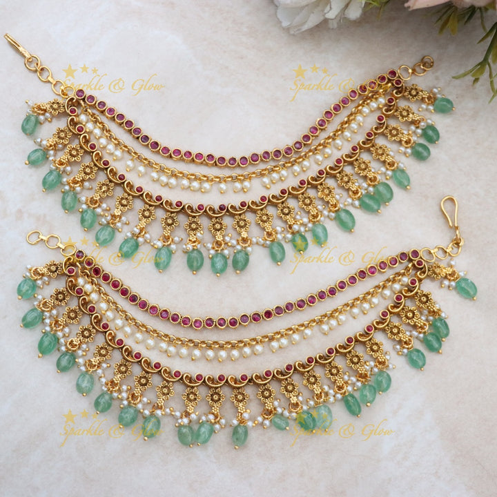 Gold Floral Earchain - Elegant Design