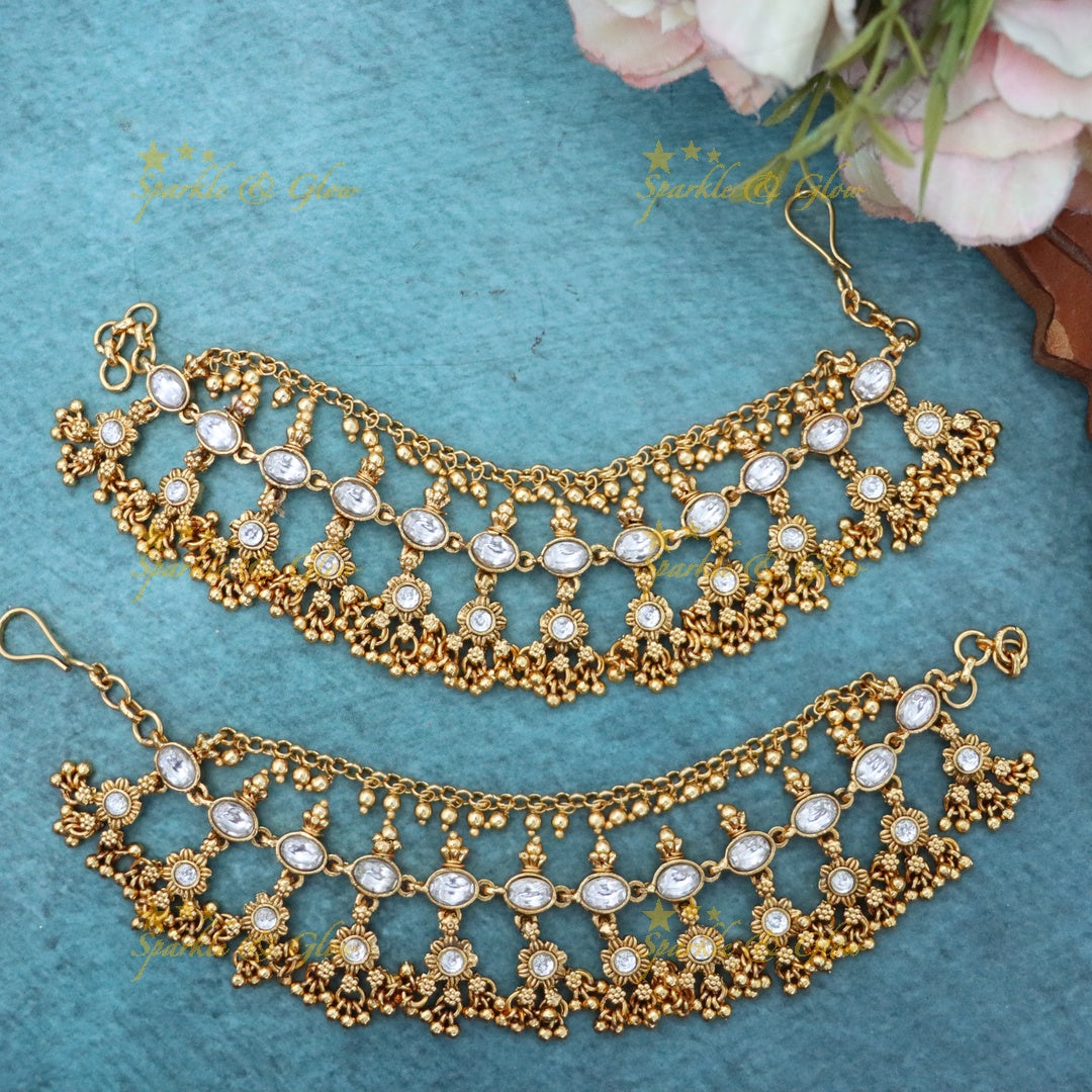 Stunning Gold Pearl Earchain - Perfect for Celebrations