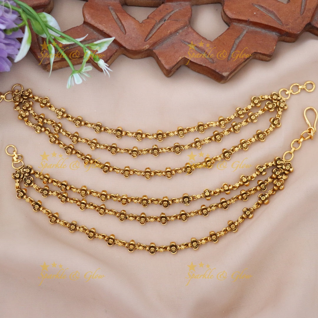 Dazzling Gold Earchain for Elegant Weddings & Festivals