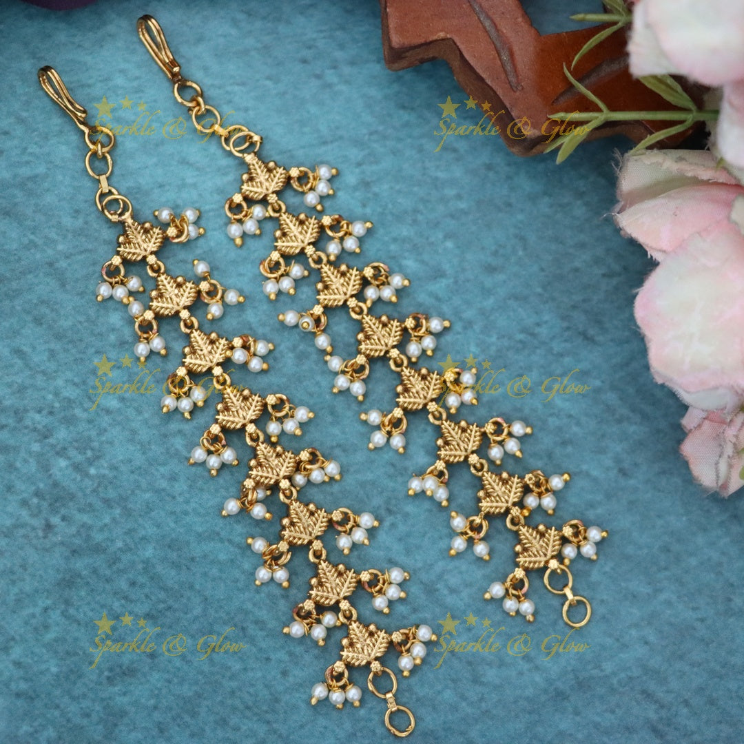 Radiant Gold-Plated Earchain for Weddings & Festive Events