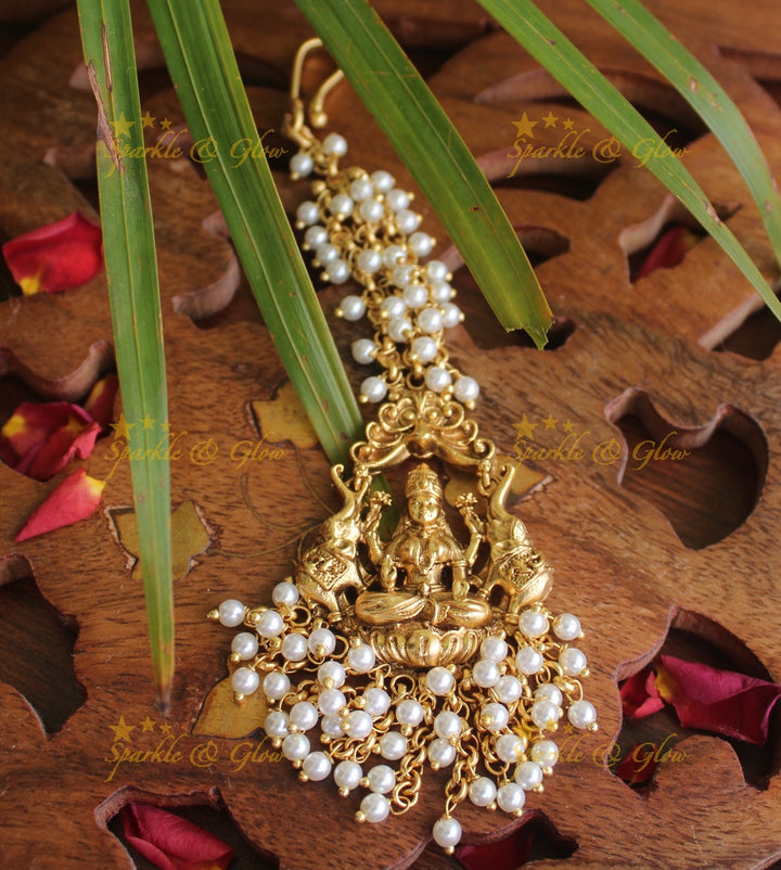 Gold alike Lakshmi single line maang tikka - Gold
