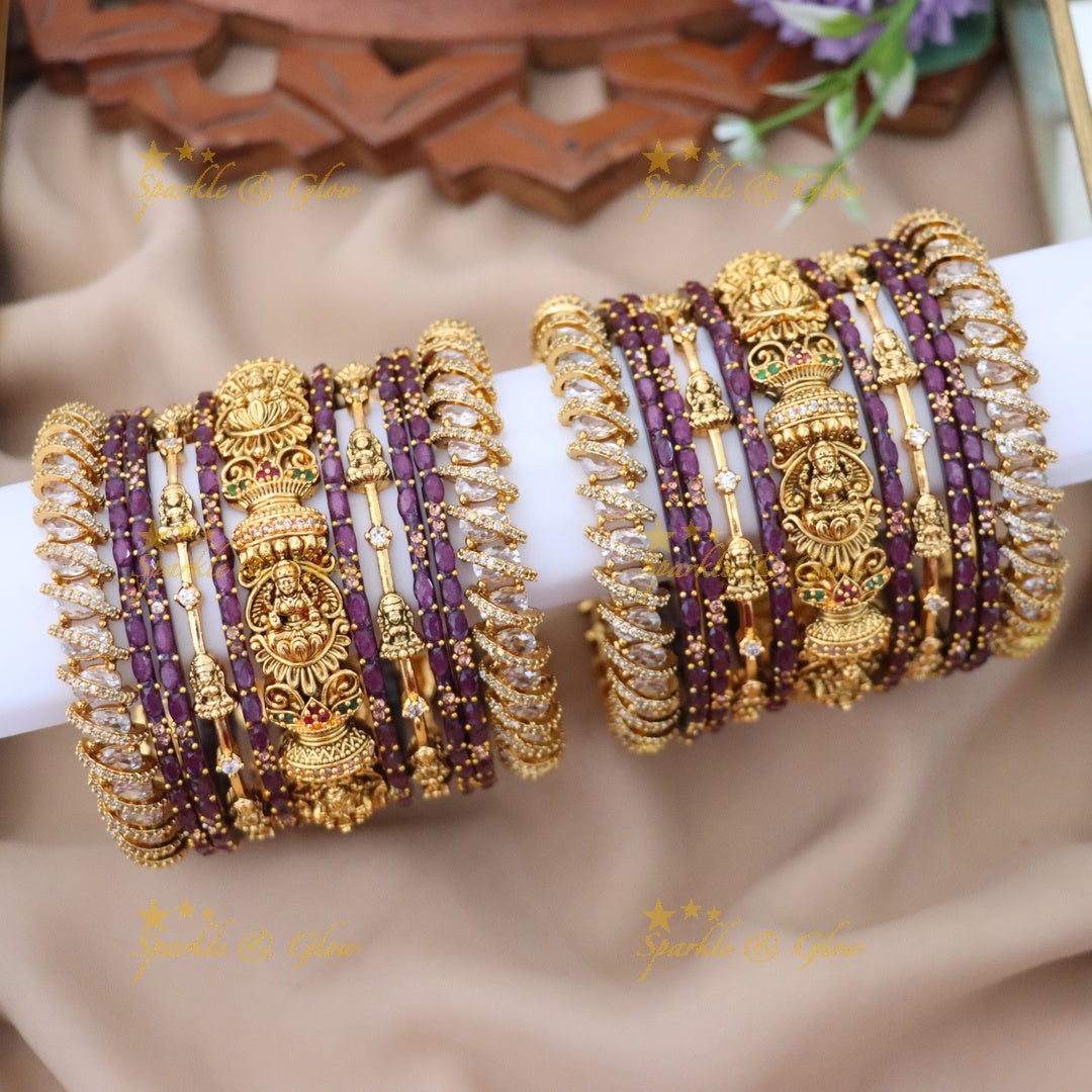 Exquisite Lakshmi Bangles Set - Red & Green Design