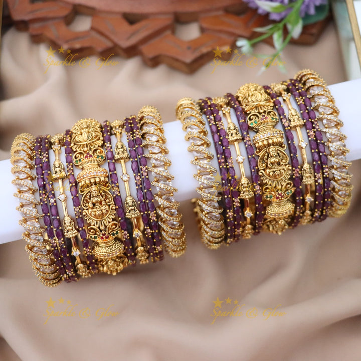 Exquisite Lakshmi Bangles Set - Red & Green Design