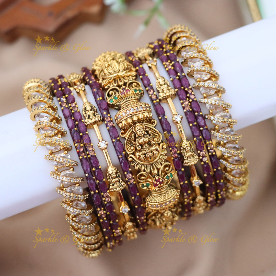 Exquisite Lakshmi Bangles Set - Red & Green Design