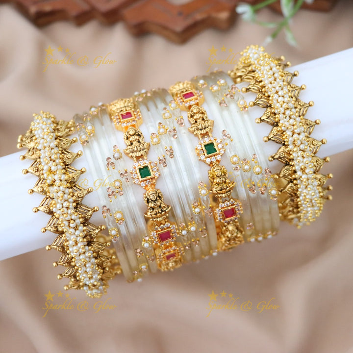 Exquisite Lakshmi Pearl Bridal Bangles Set | Sparkle & Glow