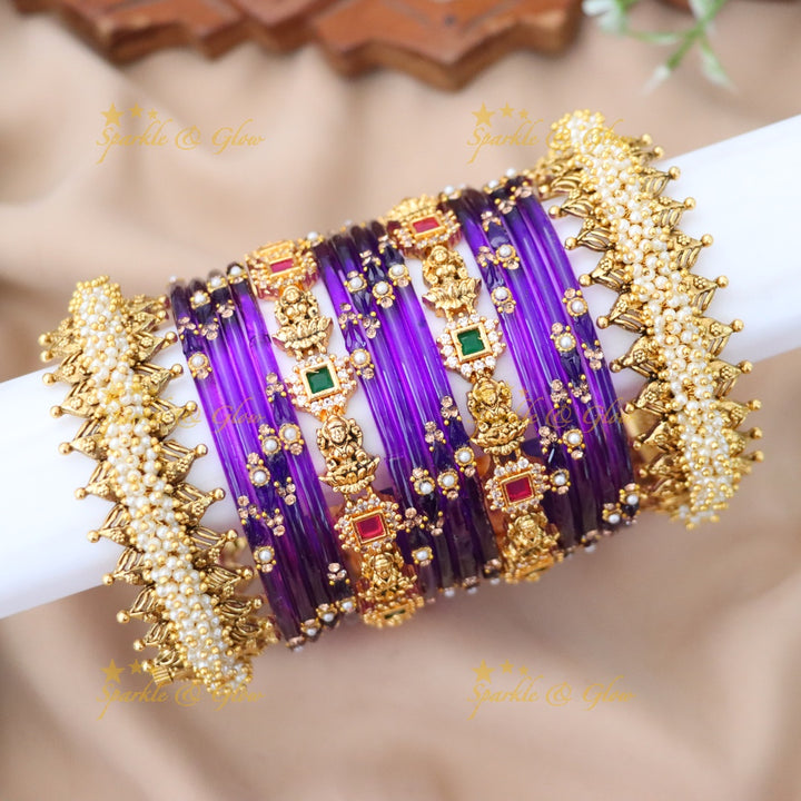 Exquisite Lakshmi Pearl Bridal Bangles Set | Sparkle & Glow