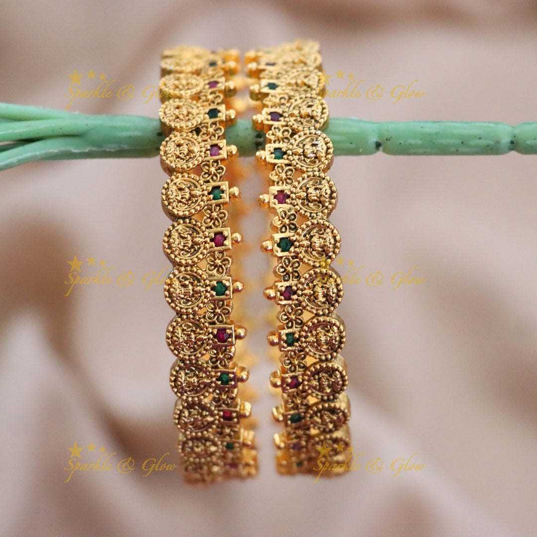 Exquisite Temple Bangle - Gold Plated Elegance