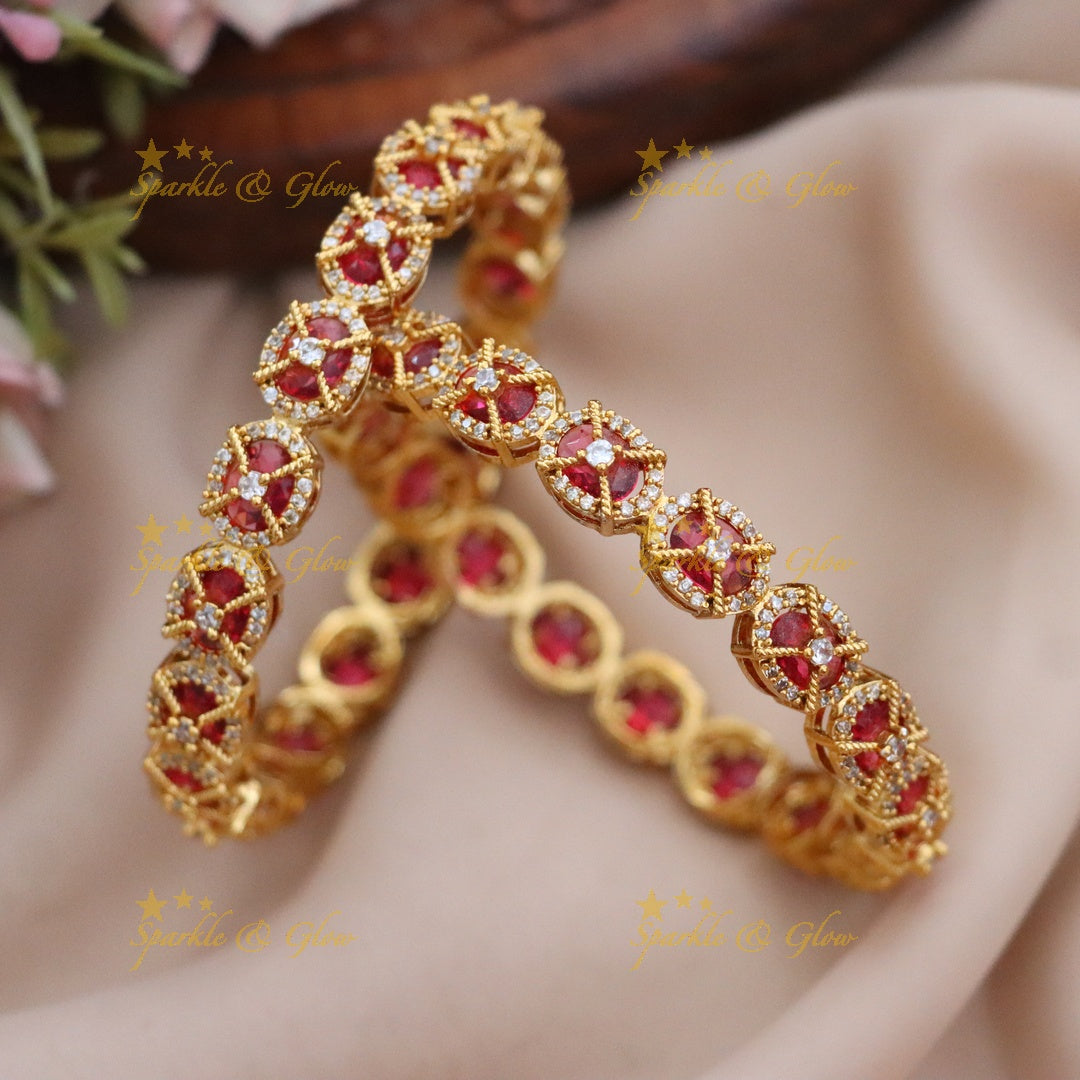 Gold-Plated Green Gemstone Bangles for Festive Elegance