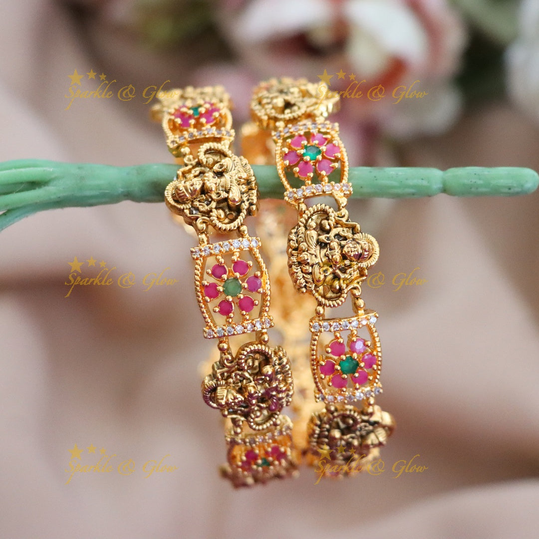 Exquisite Temple Style Gold Tone Bangles for Festive Elegance